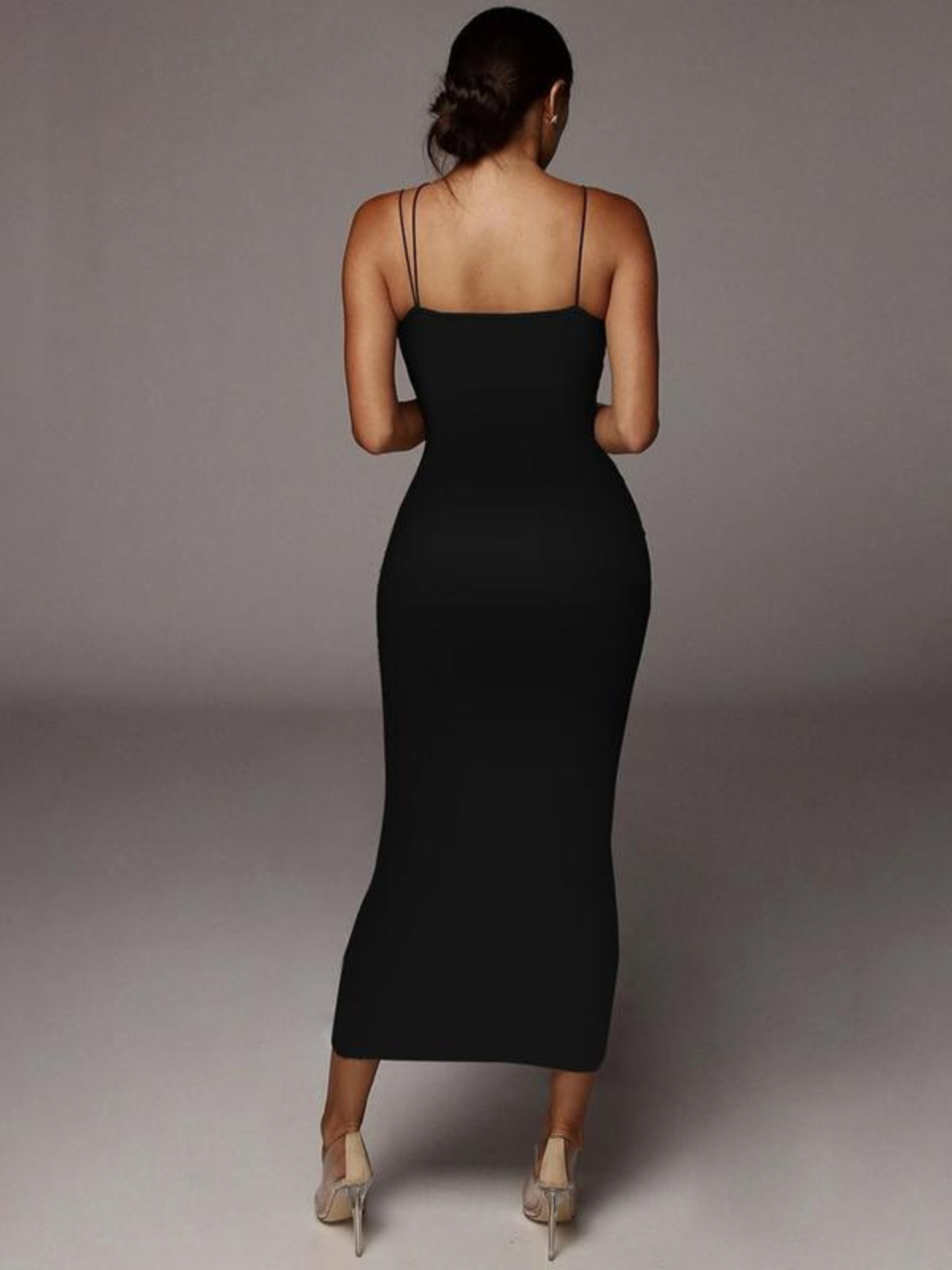 All Over Leopard Sexy Party Club Night Out Backless Spaghetti Strap Midi Bodycon Dress