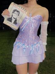 Lace-up Strapless Corset Bandeau