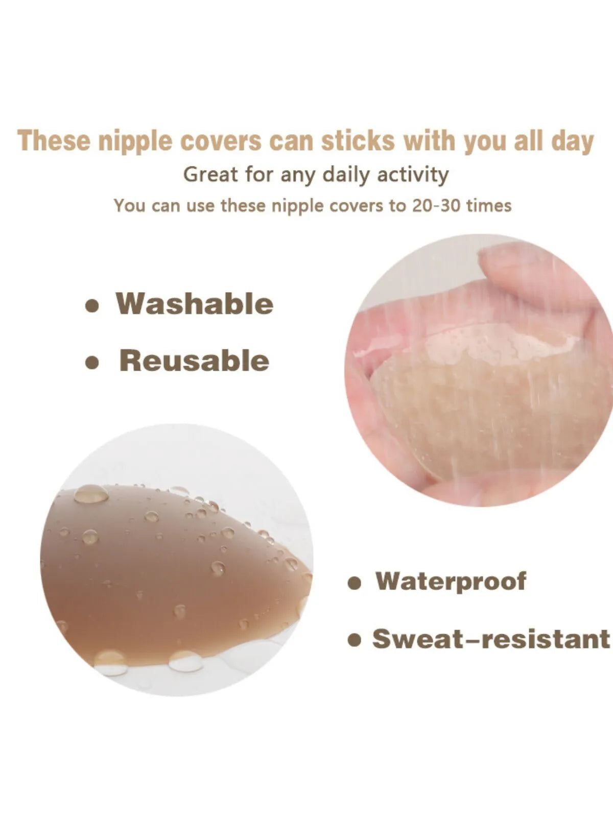 1 Pair Solid Silicone 'non-sticky' Nipple Cover Bra