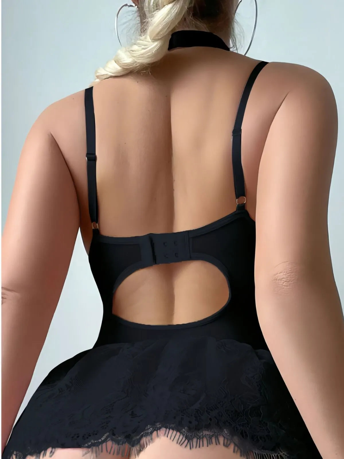 3 Pcs Solid Bow Lace Lace-up Sexy Lingerie Set