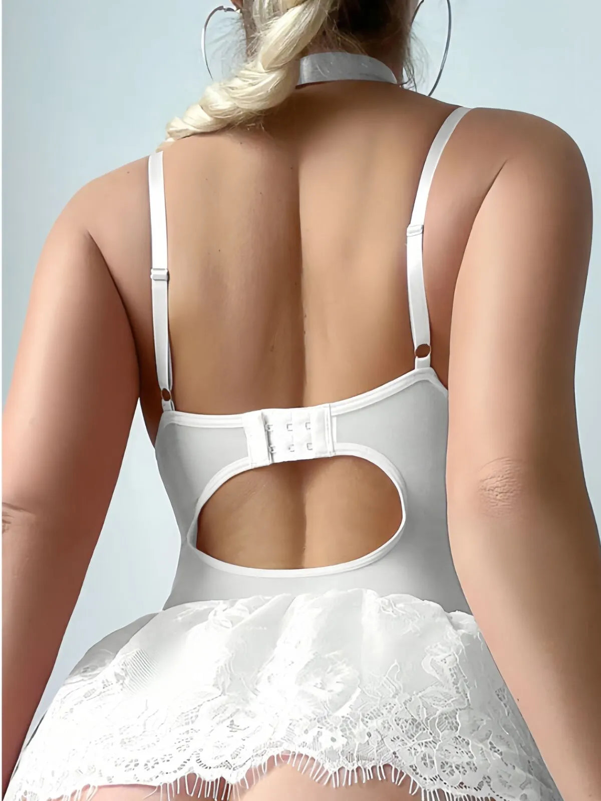 3 Pcs Solid Bow Lace Lace-up Sexy Lingerie Set