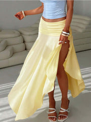 Beach Ruffle Flowy High Rise Mid-Length Skirt