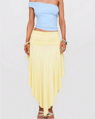 Beach Ruffle Flowy High Rise Mid-Length Skirt