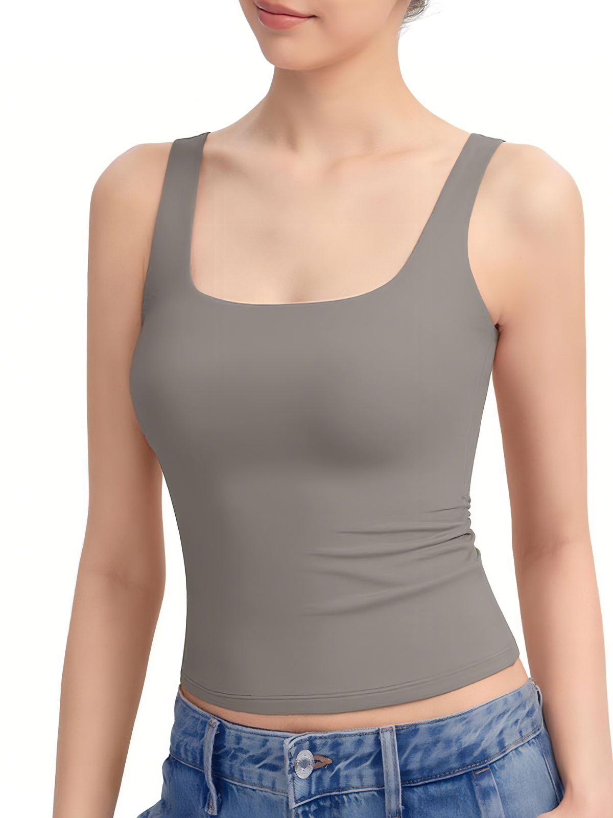 Comfort Solid Spaghetti Strap Double Lined Basic Cami
