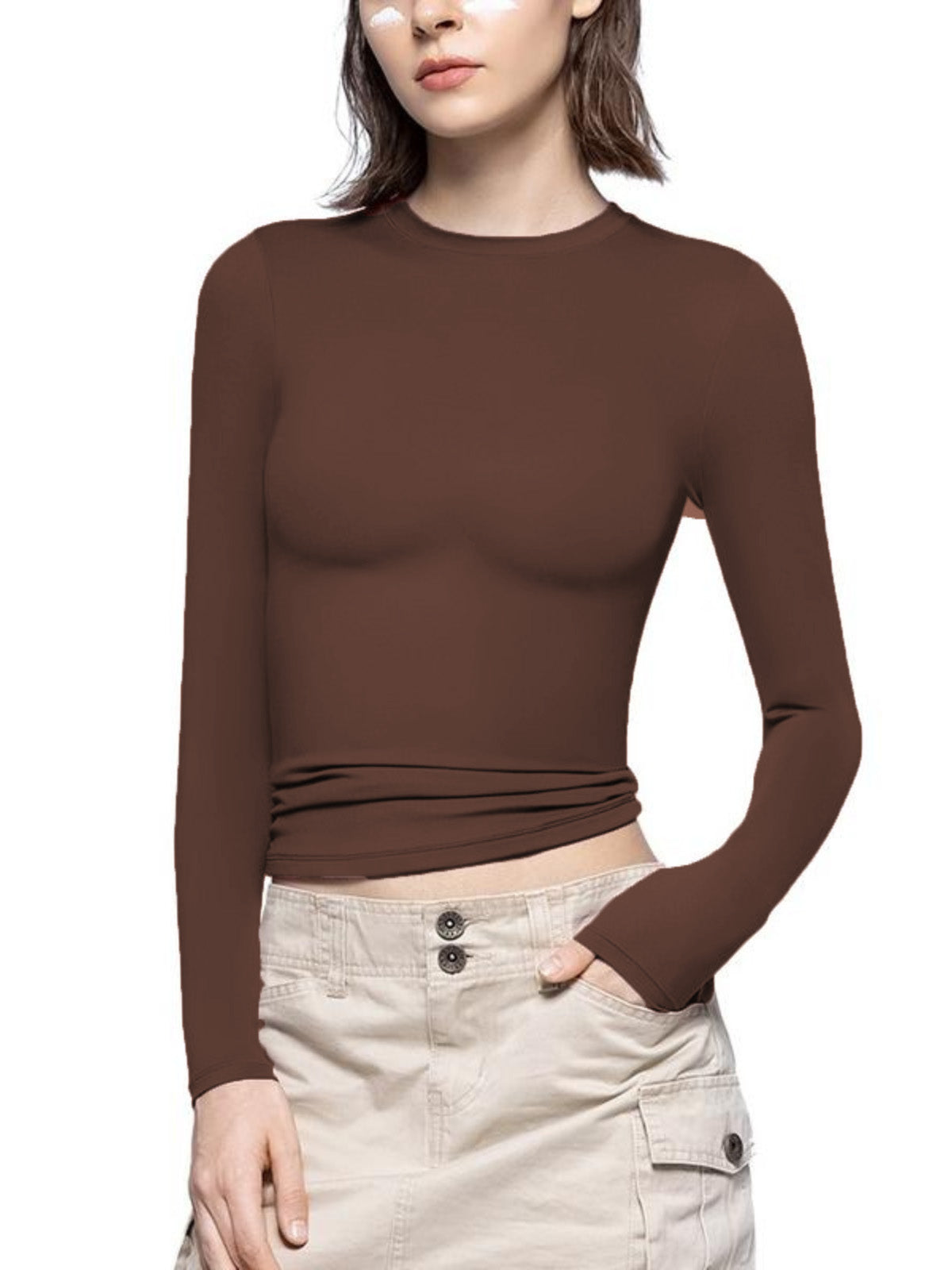 Solid Streetwear Minimalist Double Layer Compression Long Sleeve Basic T-shirt