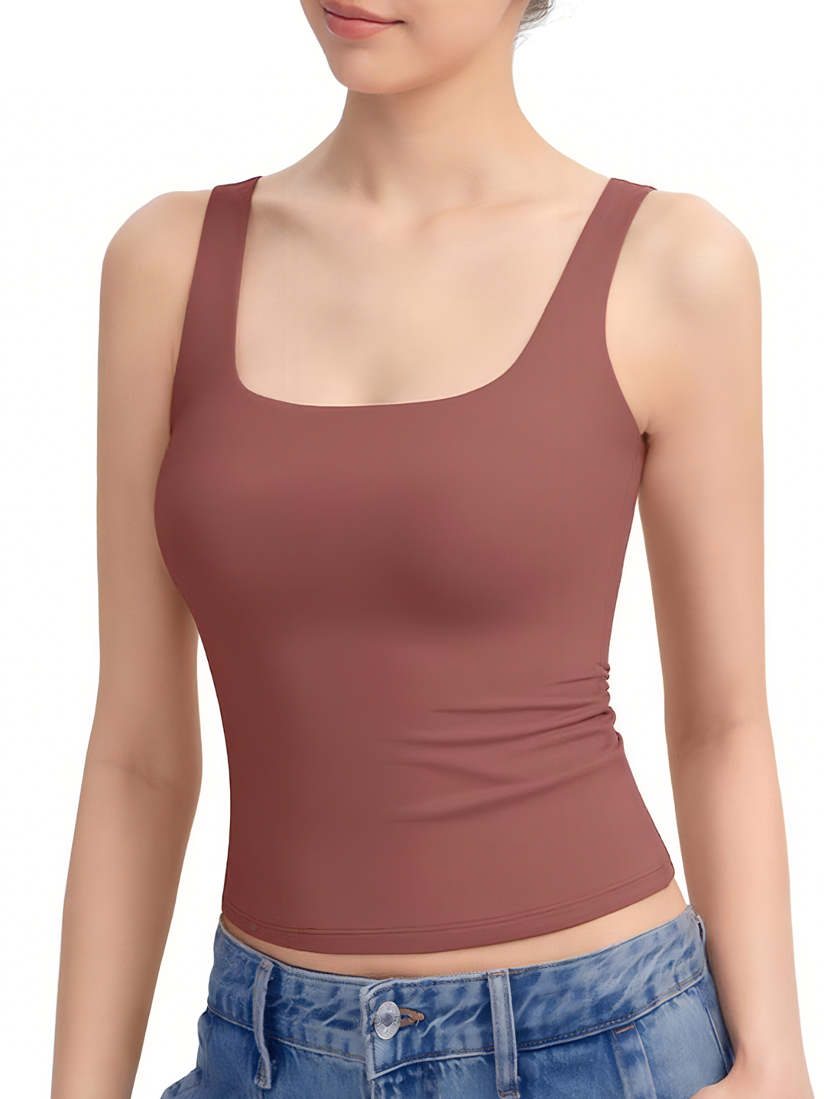 Comfort Solid Spaghetti Strap Double Lined Basic Cami