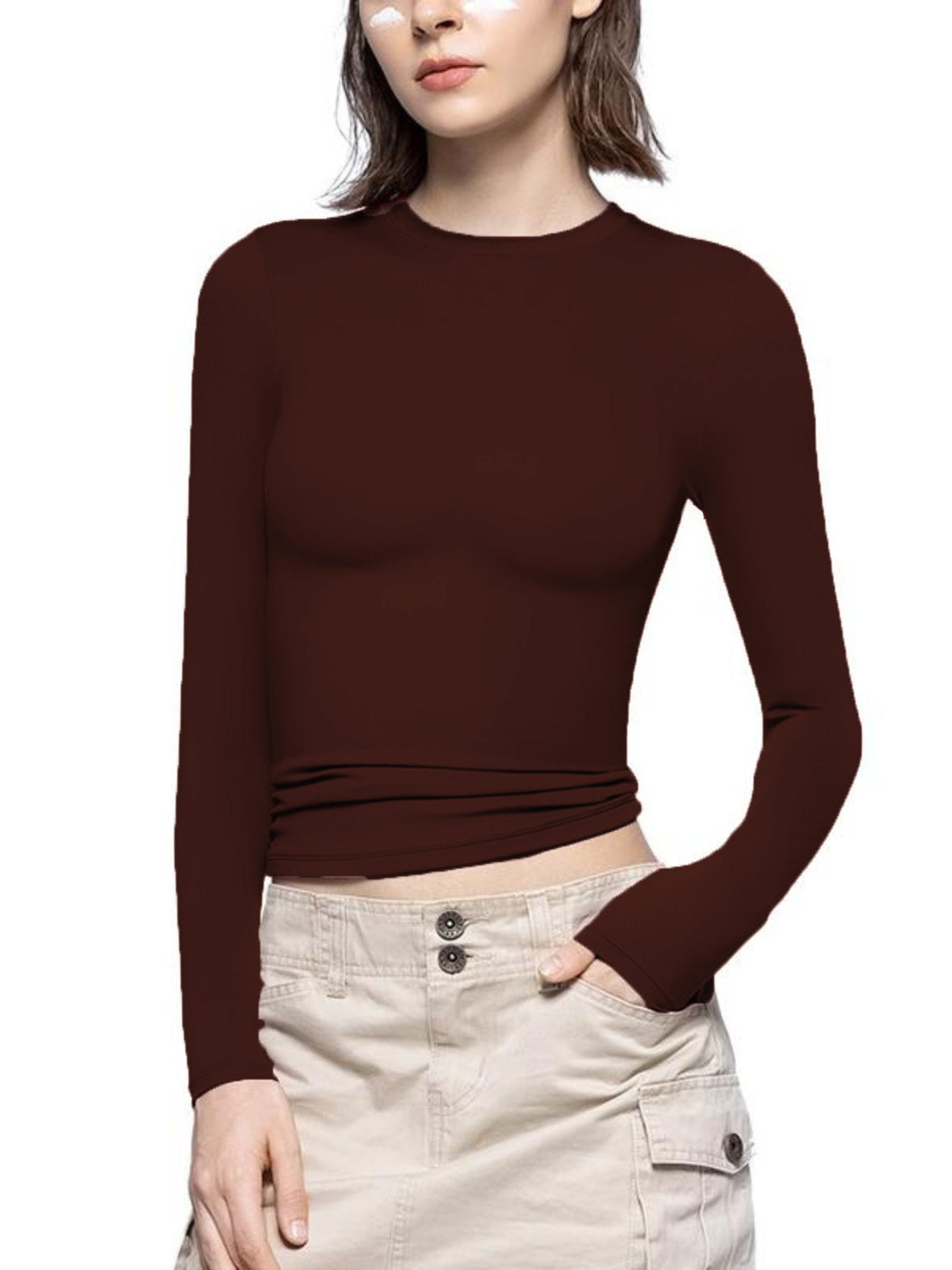 Solid Streetwear Minimalist Double Layer Compression Long Sleeve Basic T-shirt