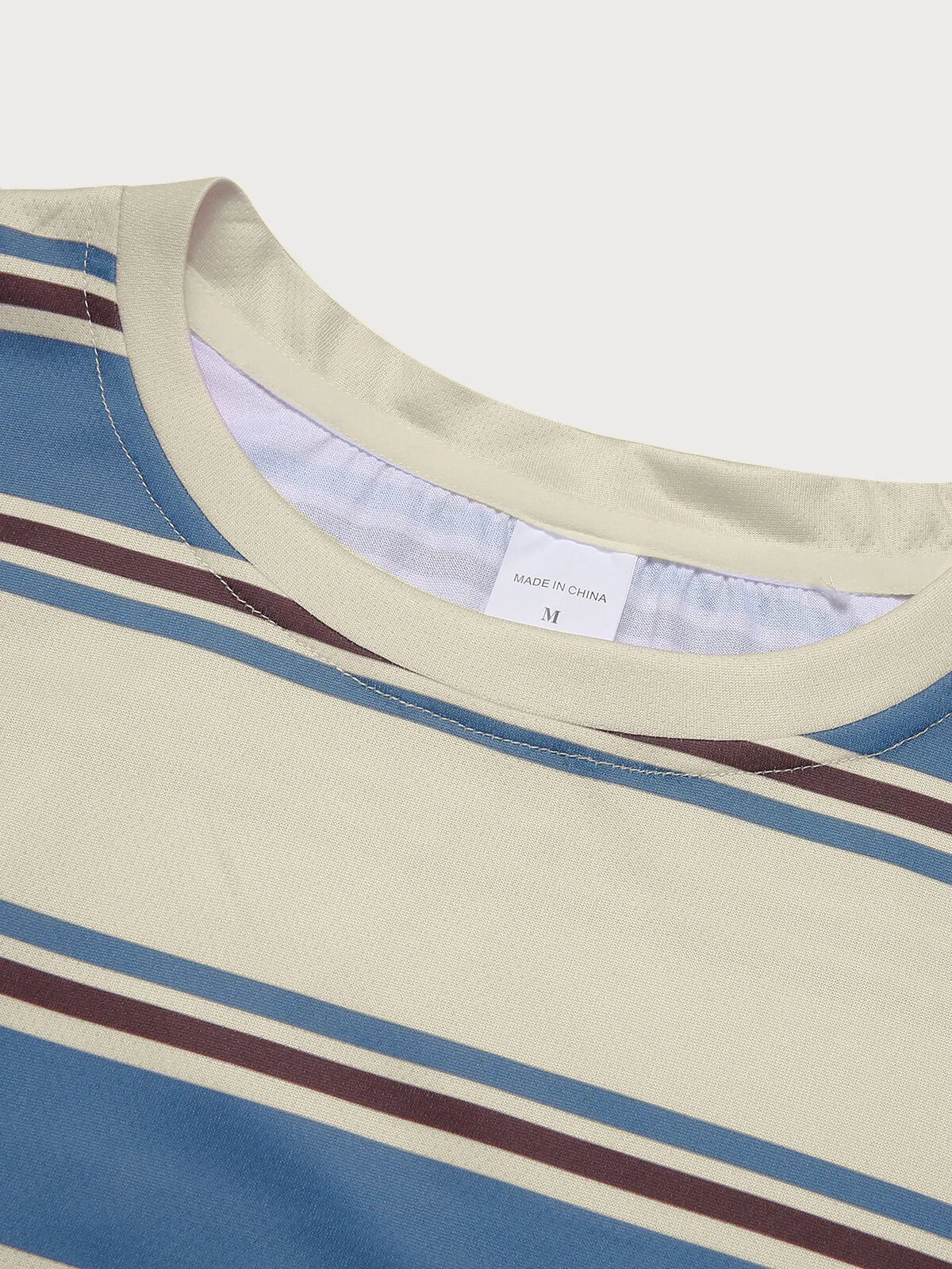 Striped Round Neck Regular Short Sleeves T-shirt