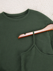 Solid Set with Cami, Shorts & Long Sleeves T-shirt