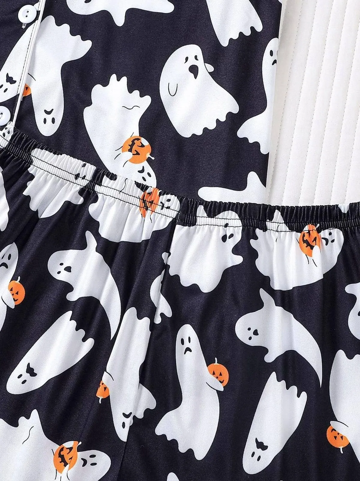 Halloween Women's Sleepwear Set, Soft Button Front Shirt & Elastic Shorts