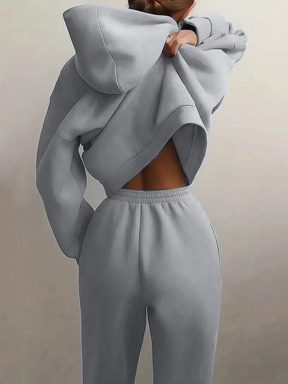 Solid Drop Shoulder Hooded Sweatshirt & Solid Sweatpants