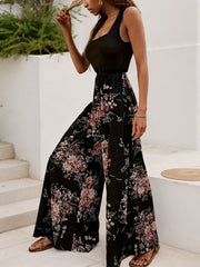 Graphic Square Neck High Rise Sleeveless Jumpsuit