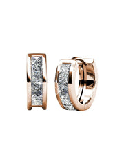 18k White Gold Plated Silver Simulated Diamond Crystals Huggie Hoop Earrings