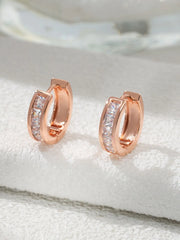 18k White Gold Plated Silver Simulated Diamond Crystals Huggie Hoop Earrings
