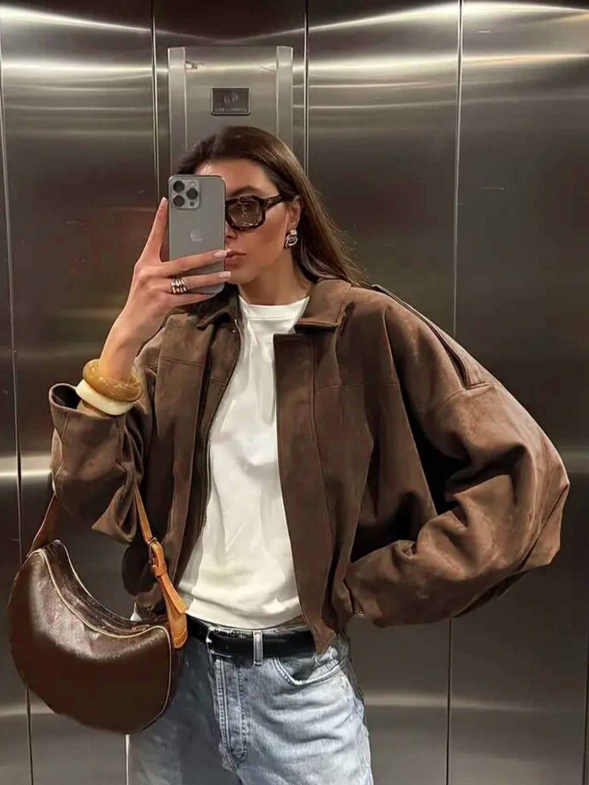 Solid Lapel Drop Shoulder Military Short Coat Trendy Army Color Outwear