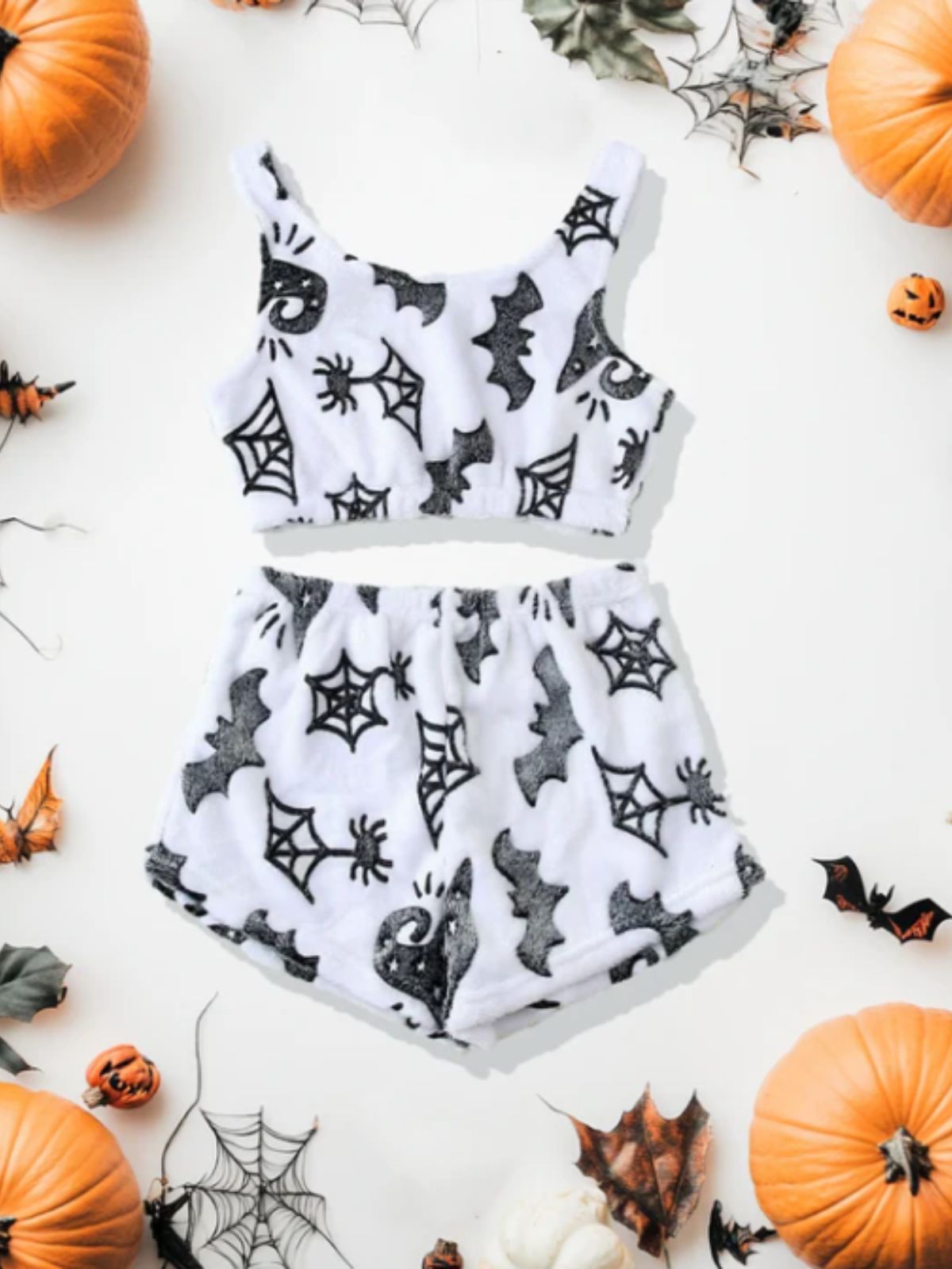 2PCS Glowing Halloween Ghost Flannel Pajama Set