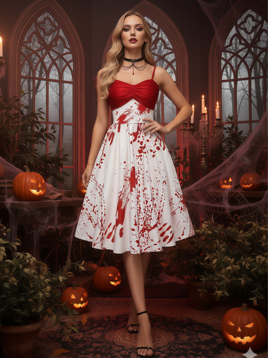 Blood Halloween Spaghetti Strap A-line Dress 1200