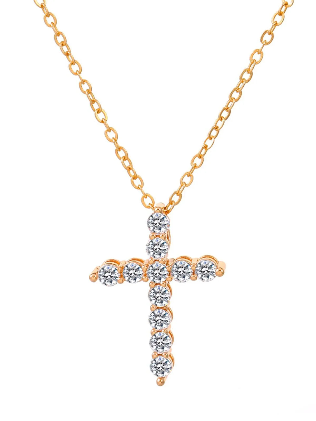 Gothic Style 1pc Rhinestone Cross Alloy Necklace