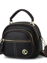 1pc Solid Pu Leather Metal Button Crossbody Bag