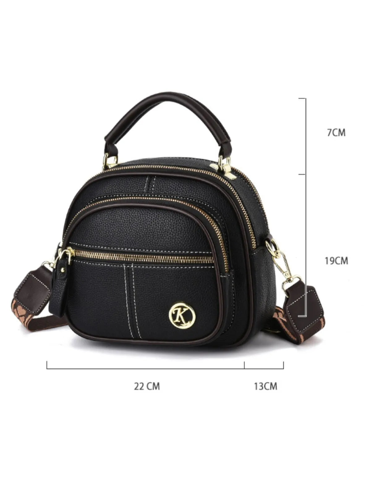 1pc Solid Pu Leather Metal Button Crossbody Bag