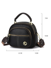 1pc Solid Pu Leather Metal Button Crossbody Bag