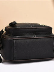 1pc Solid Pu Leather Metal Button Crossbody Bag
