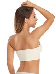 1pc Non-Slip Silicone Padded Strapless Wireless Tube Top  Solid Rib-knit Bras