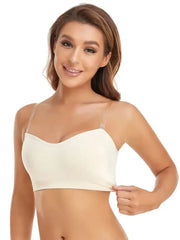 1pc Non-Slip Silicone Padded Strapless Wireless Tube Top  Solid Rib-knit Bras