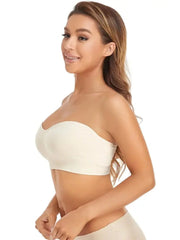 1pc Non-Slip Silicone Padded Strapless Wireless Tube Top  Solid Rib-knit Bras