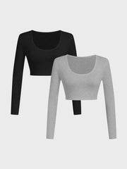2-Pack Solid Scoop Long Sleeve T-shirt