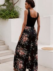 Graphic Square Neck High Rise Sleeveless Jumpsuit