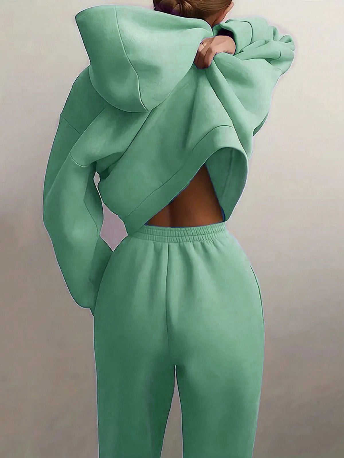 Solid Drop Shoulder Hooded Sweatshirt & Solid Sweatpants