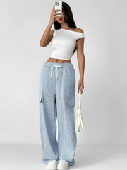 Flow Motion Striped Pocket High Rise Palazzo Pants