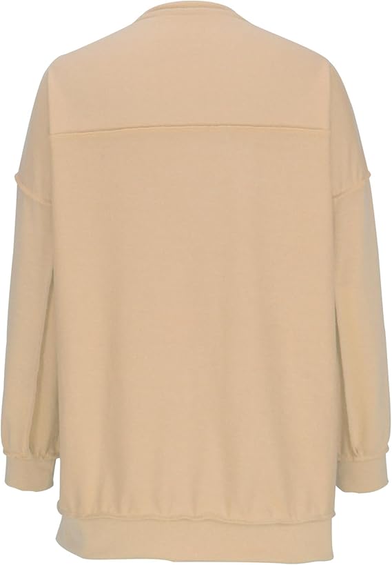 Button Lapel Henley Collar Oversized Pullover Tunic Sweatshirt