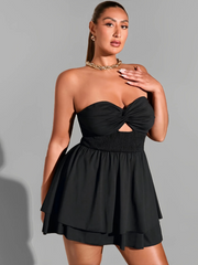 Plus Size Sweet Date Twist Design A-Line Hem Dress