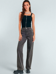 Minimalist Trendy Multi-Pocket High Waist Denim Stretch Wide Leg Jeans