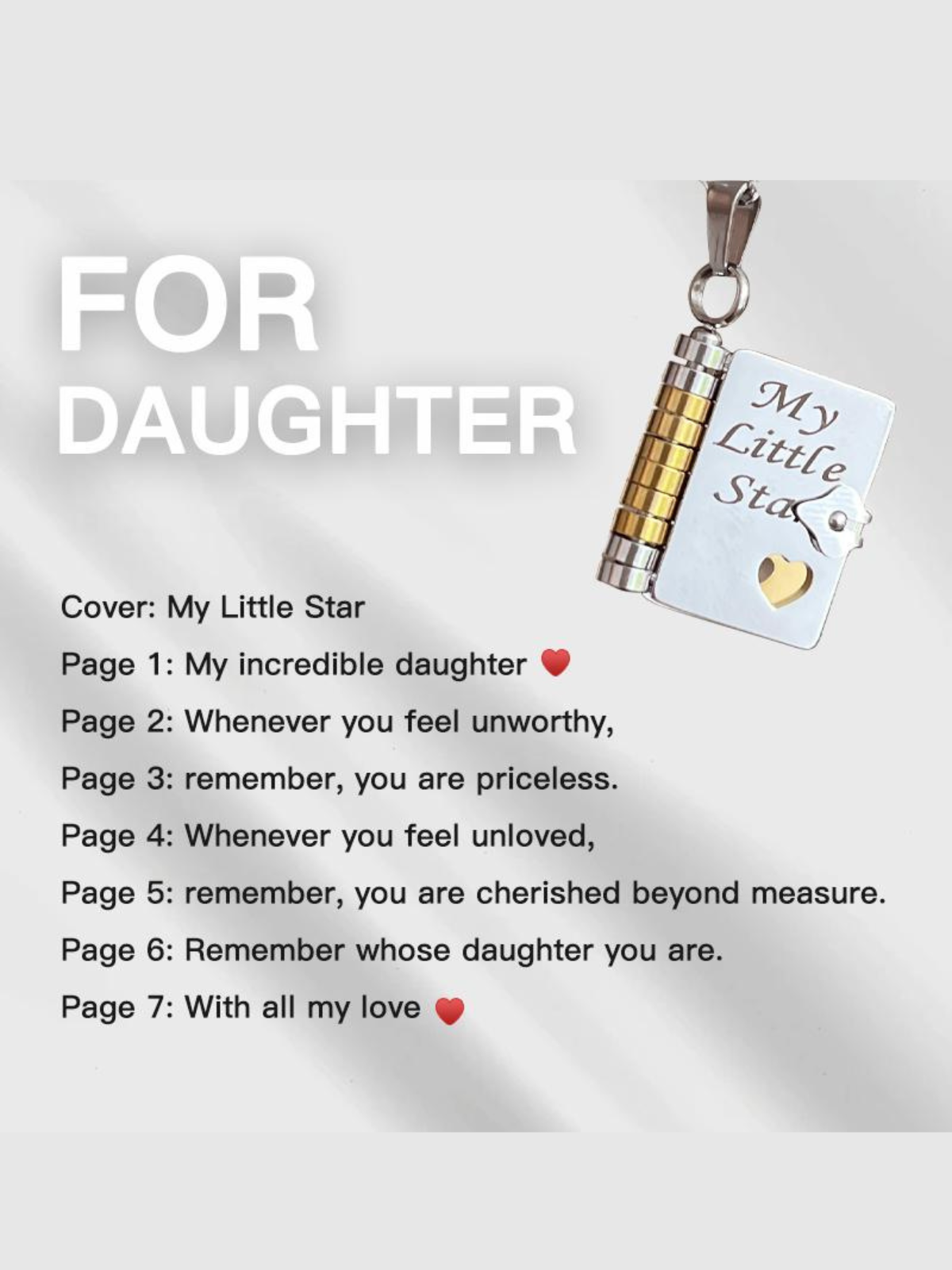 1PC My Little Star Book Necklace For Birthday Day Gift Graduation Jewelry of Love