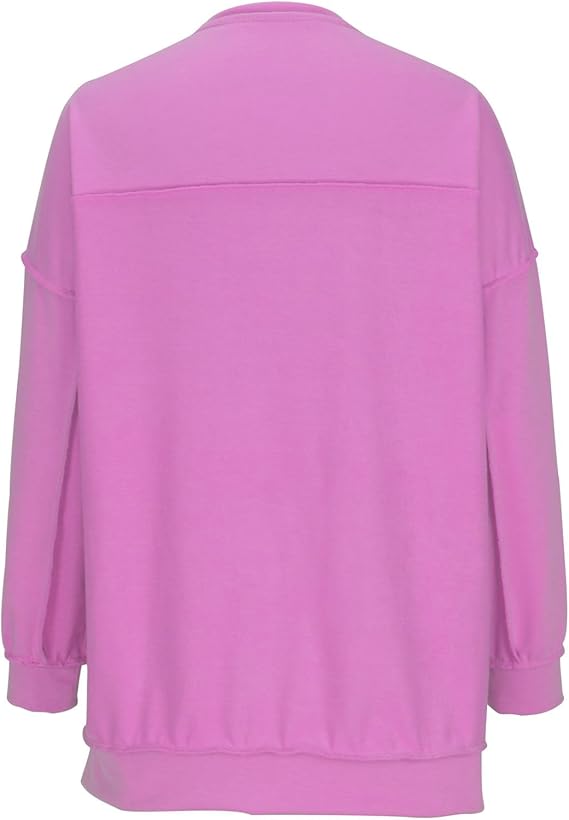 Button Lapel Henley Collar Oversized Pullover Tunic Sweatshirt