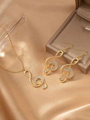Elegant Style 2pcs Musical Notes Alloy Earrings & Necklace Accessories Set