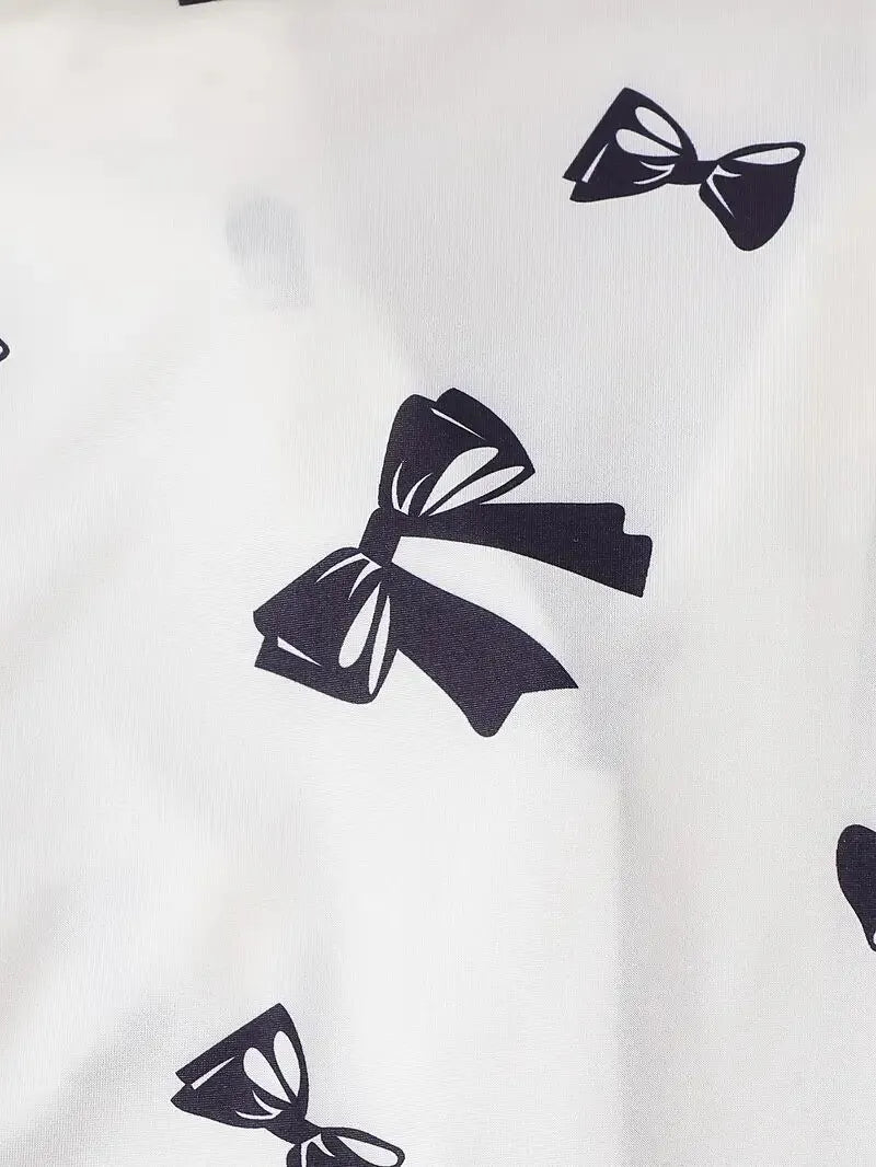 2pcs Bowtie Pajama Shorts Set