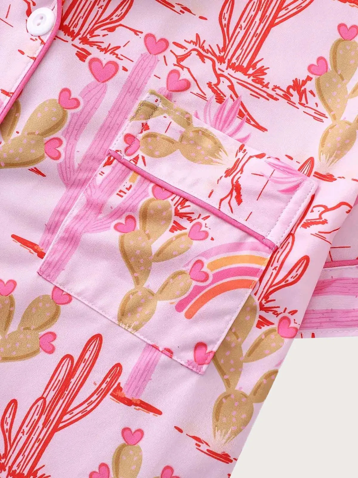 2pcs Cactus Pajama Shorts Set