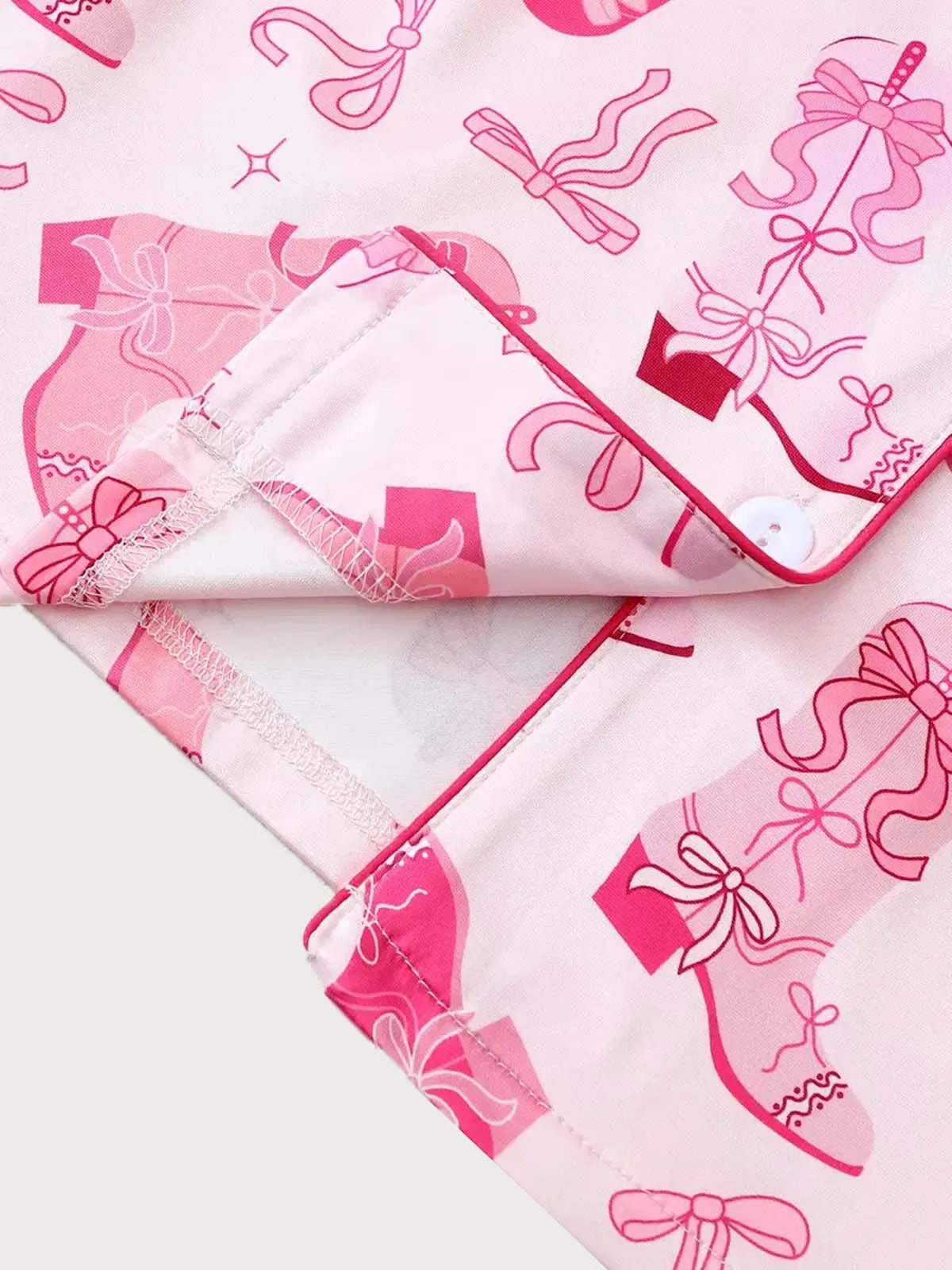 2pcs Cartoon Cowboy Print Pajama Shorts Set