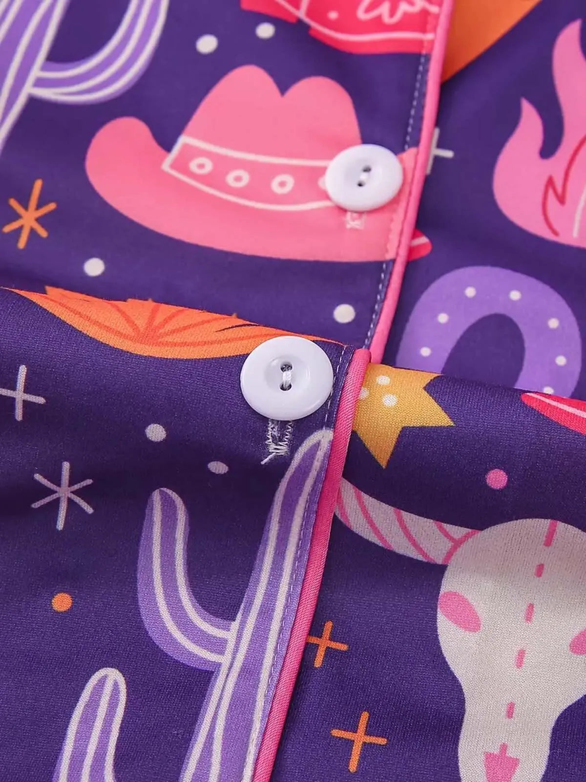 2pcs Cartoon Cowboy Print Pajama Shorts Set