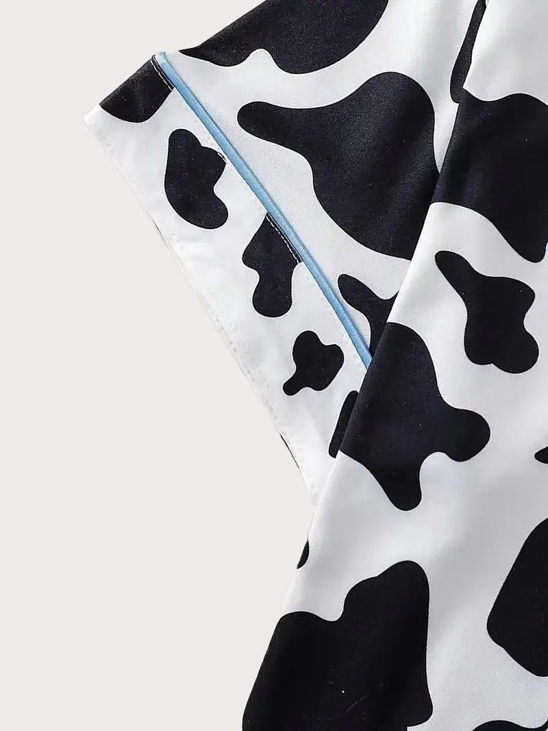 2pcs Cow Skin Pajama Shorts Set