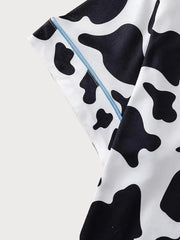 2pcs Cow Skin Pajama Shorts Set