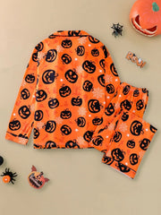 2pcs Halloween Funny Pumpkin Print Pajama Pants Set