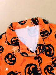 2pcs Halloween Funny Pumpkin Print Pajama Pants Set
