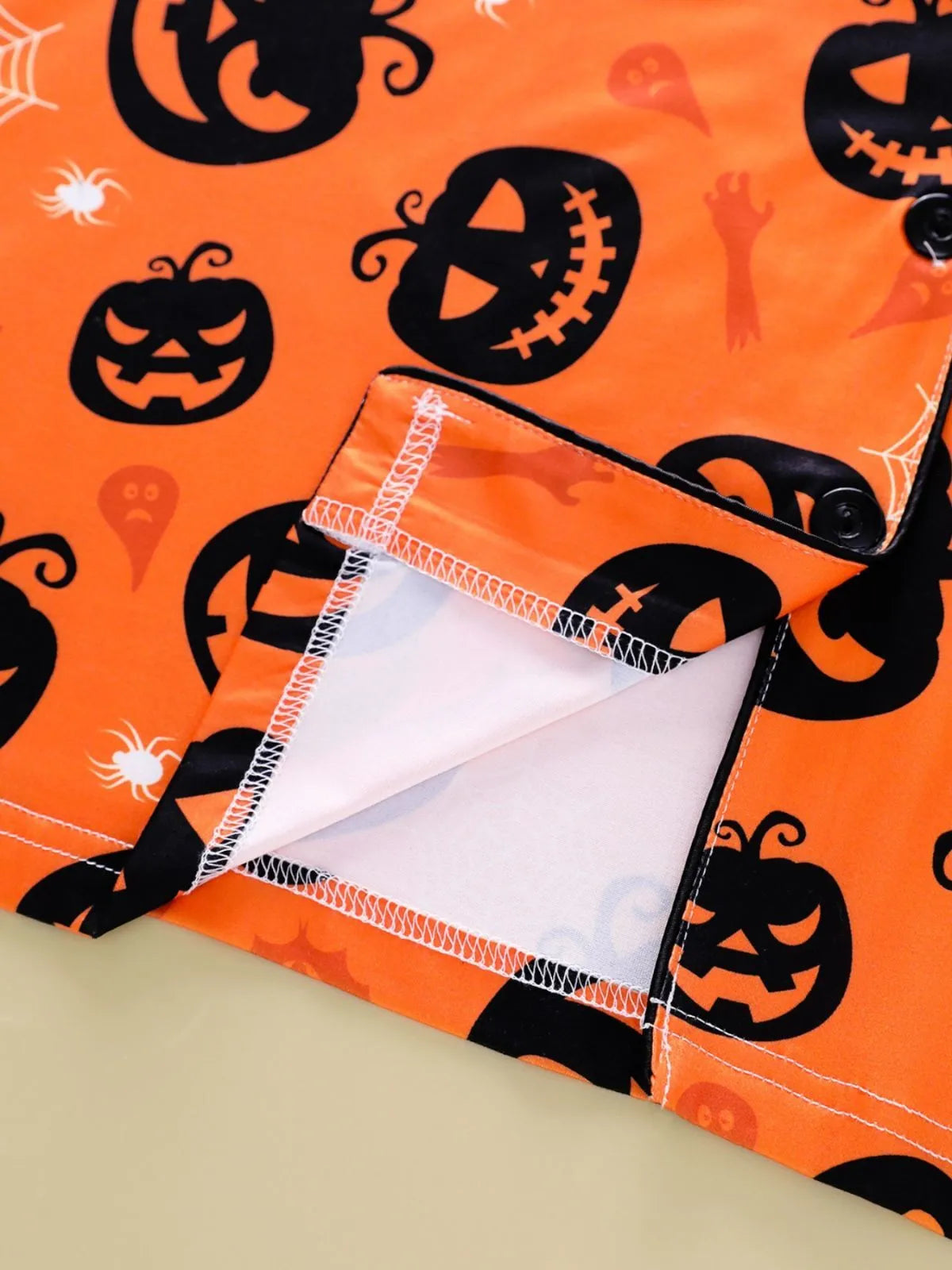 2pcs Halloween Funny Pumpkin Print Pajama Pants Set