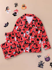 2pcs Halloween Owl Bat Print Pajama Pants Set