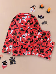 2pcs Halloween Owl Bat Print Pajama Pants Set